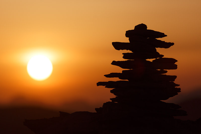 cairn at sunset.